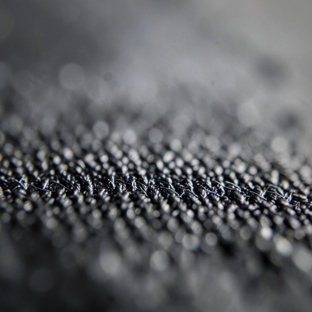 Extreme close-up of glossy black casino chips stacked against a red felt surface, moody and dramatic
