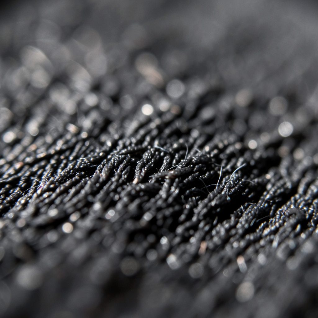 Close-up of a tennis ball felt surface texture, bright yellow-green fibers